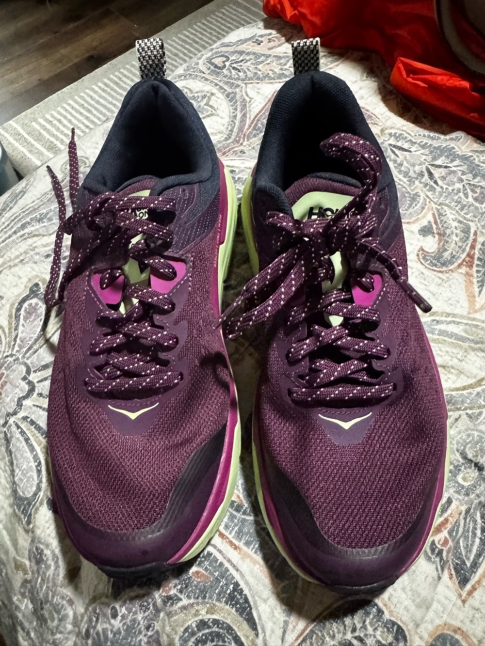 Hoka Women's Plum Running Sneakers with Lime Accents